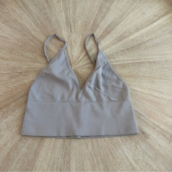 Free People Ali Seamless Ribbed Bralette - Light Pink, M/L - Picture 1 of 2
